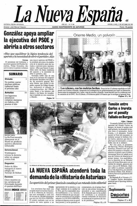 Portada Lunes 15 de Octubre de 1990