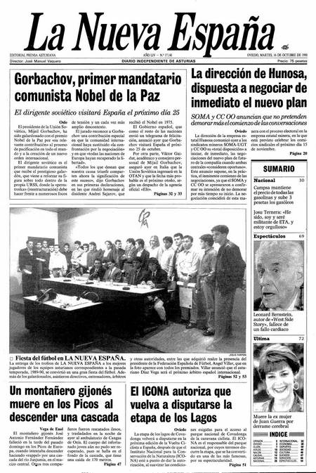 Portada Martes 16 de Octubre de 1990