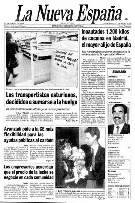 Portada Miércoles 17 de Octubre de 1990