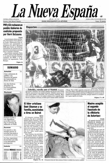Portada Lunes 22 de Octubre de 1990