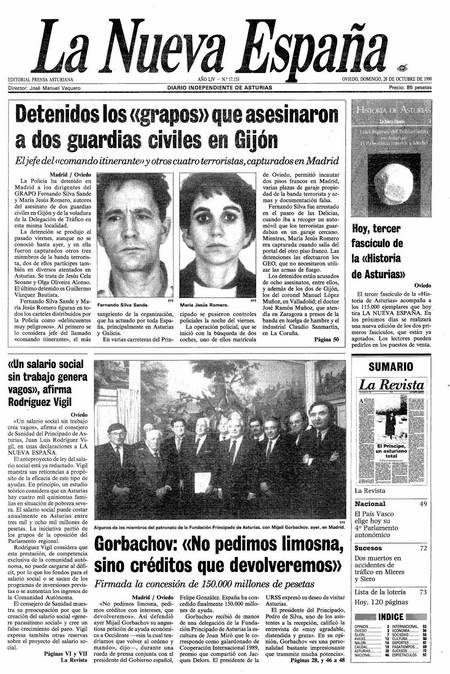 Portada Domingo 28 de Octubre de 1990