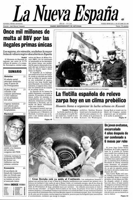 Portada Miércoles 31 de Octubre de 1990