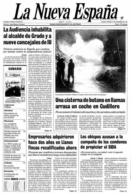 Portada Viernes 9 de Noviembre de 1990