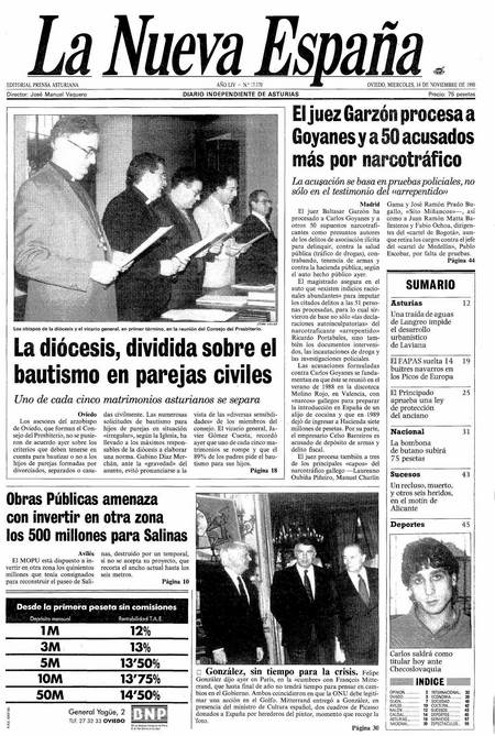 Portada Miércoles 14 de Noviembre de 1990