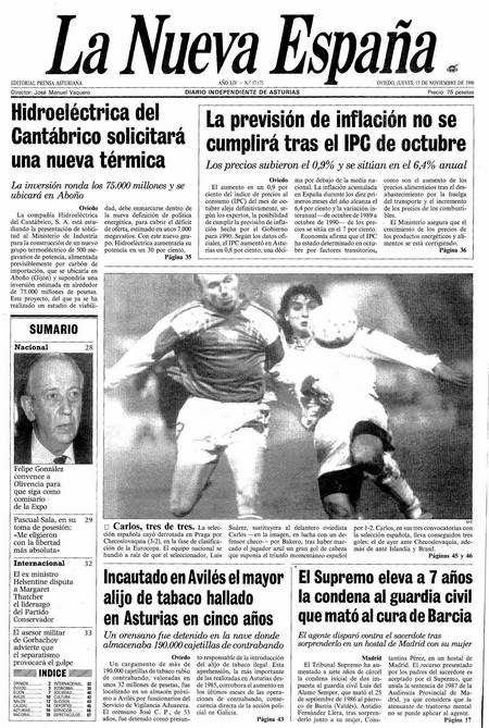Portada Jueves 15 de Noviembre de 1990