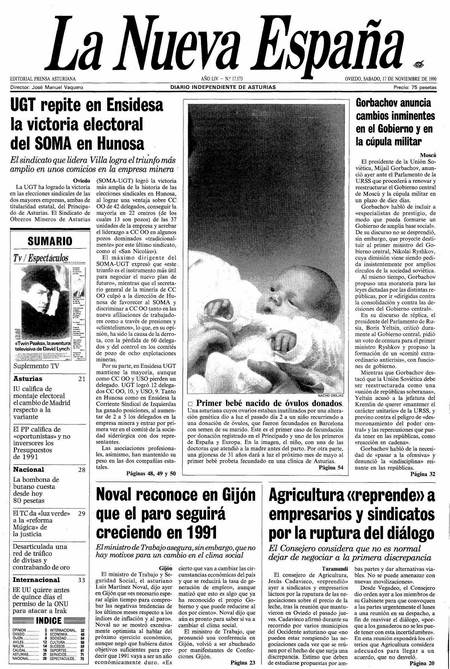 Portada Sábado 17 de Noviembre de 1990