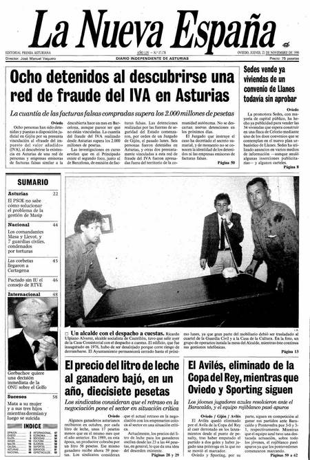 Portada Jueves 22 de Noviembre de 1990