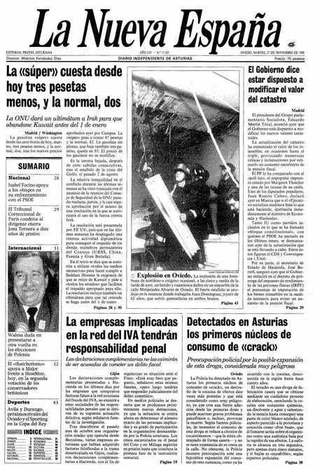 Portada Martes 27 de Noviembre de 1990
