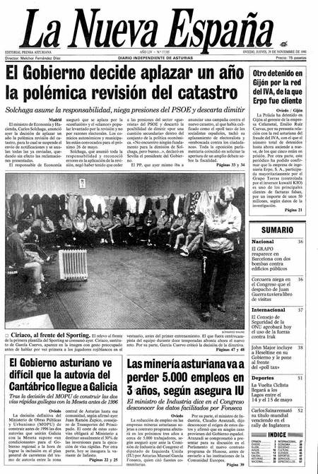 Portada Jueves 29 de Noviembre de 1990
