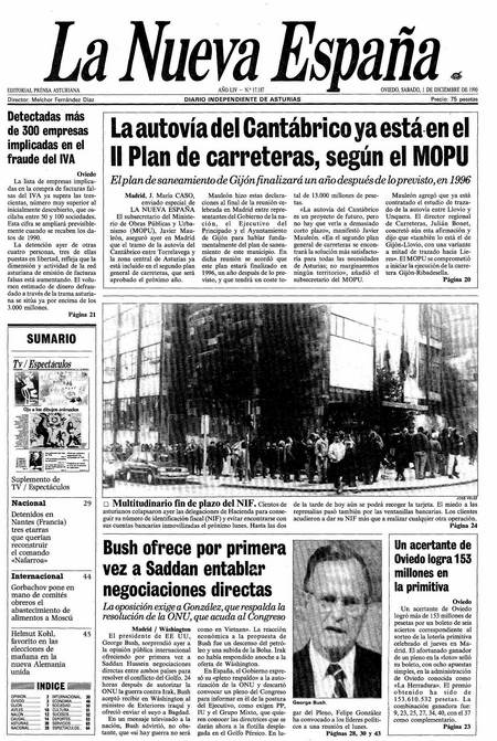 Portada Sábado 1 de Diciembre de 1990