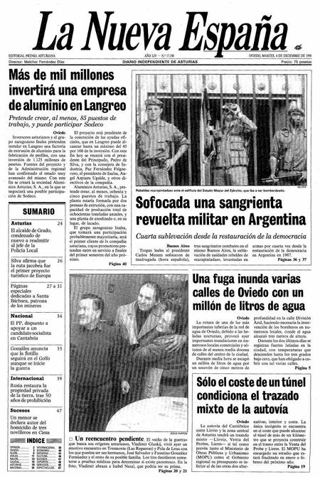 Portada Martes 4 de Diciembre de 1990