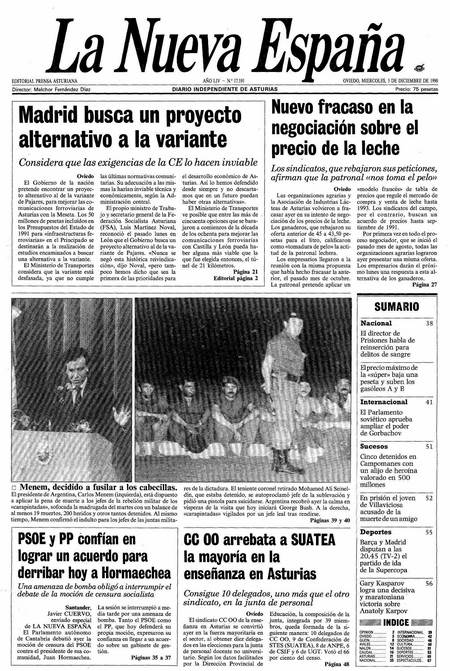Portada Miércoles 5 de Diciembre de 1990