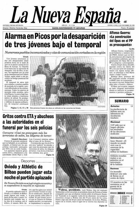 Portada Lunes 10 de Diciembre de 1990