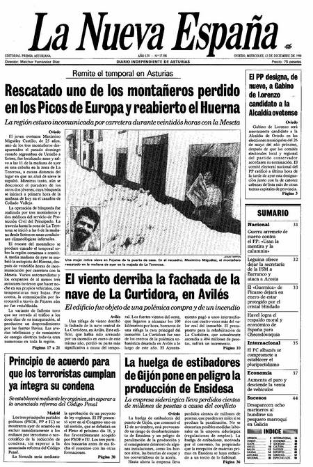 Portada Miércoles 12 de Diciembre de 1990