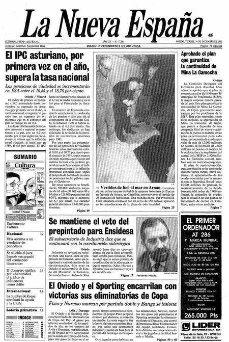 Portada Viernes 14 de Diciembre de 1990