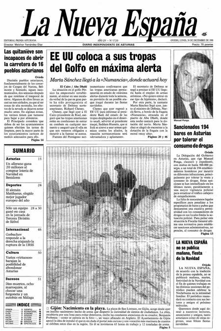 Portada Lunes 24 de Diciembre de 1990