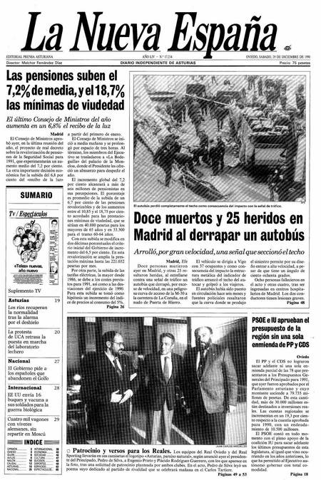Portada Sábado 29 de Diciembre de 1990