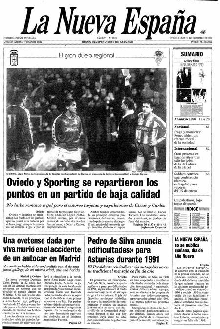 Portada Lunes 31 de Diciembre de 1990