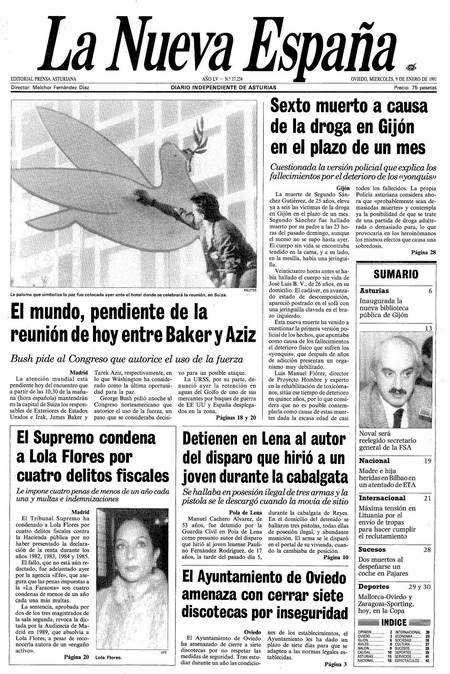 Portada Miércoles 9 de  de 1991