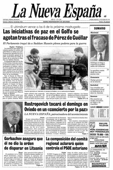 Portada Martes 15 de  de 1991