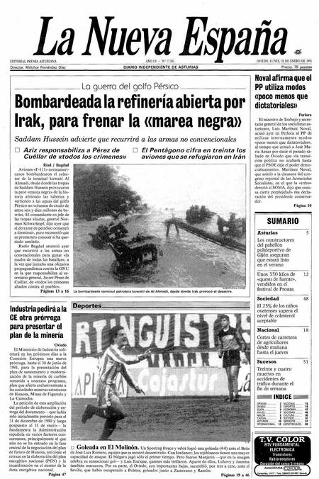 Portada Lunes 28 de  de 1991
