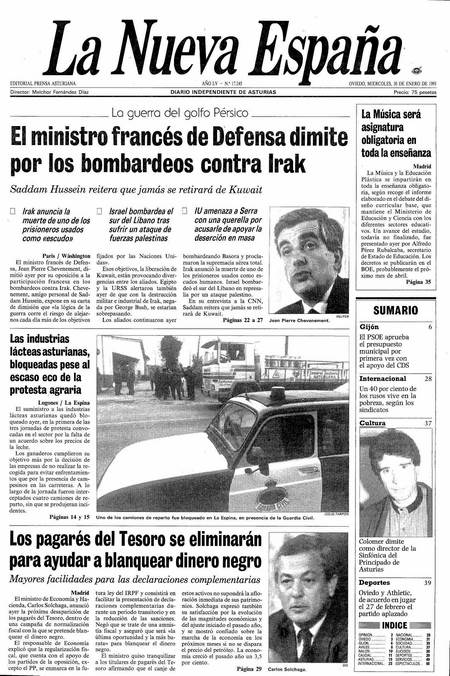 Portada Miércoles 30 de  de 1991
