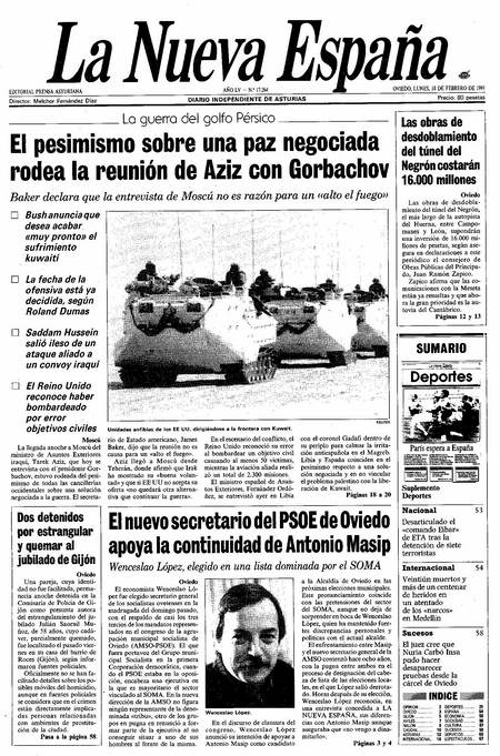 Portada Lunes 18 de  de 1991