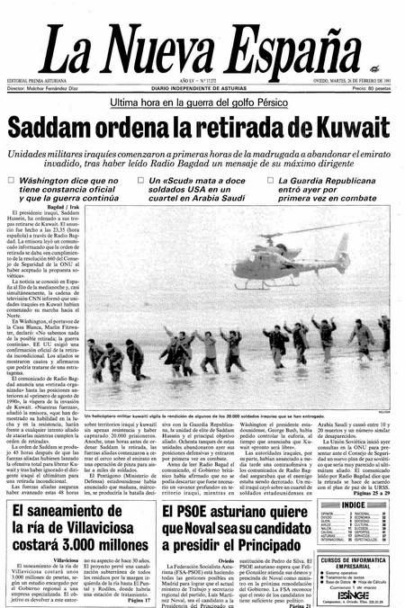 Portada Martes 26 de  de 1991