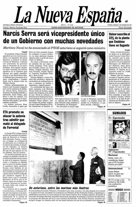 Portada Sábado 9 de  de 1991
