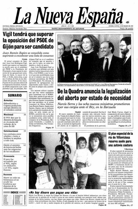 Portada Jueves 14 de  de 1991