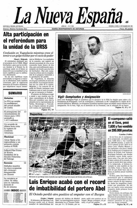 Portada Lunes 18 de  de 1991