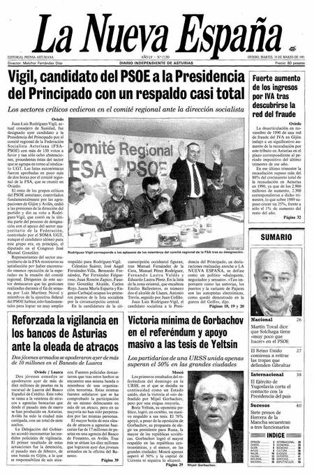 Portada Martes 19 de  de 1991