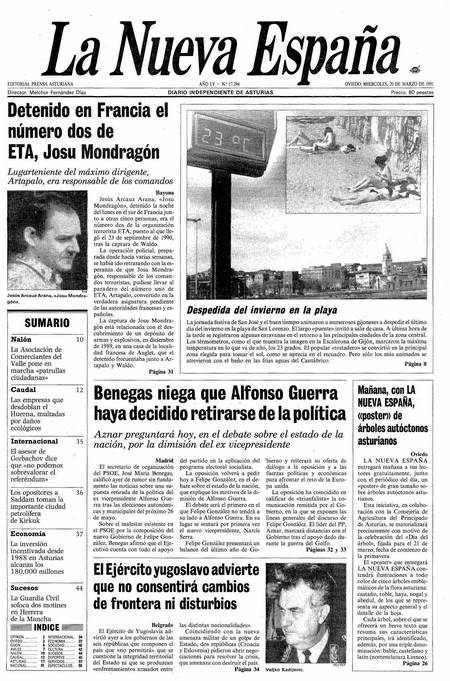 Portada Miércoles 20 de  de 1991