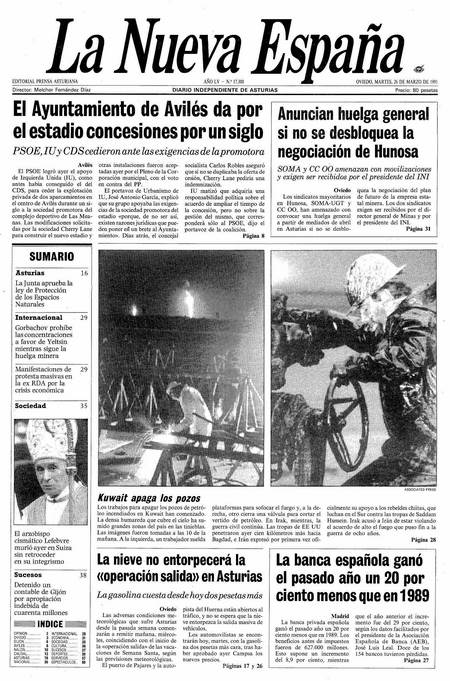 Portada Martes 26 de  de 1991