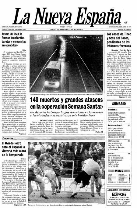 Portada Lunes 1 de  de 1991