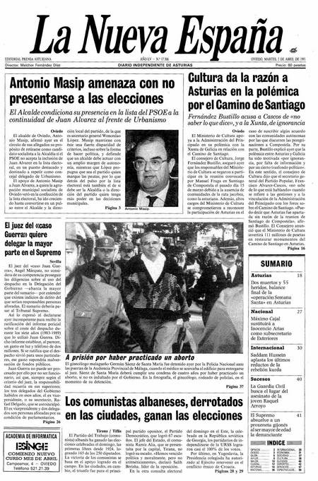 Portada Martes 2 de  de 1991