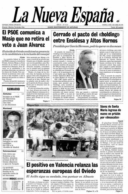 Portada Lunes 8 de  de 1991