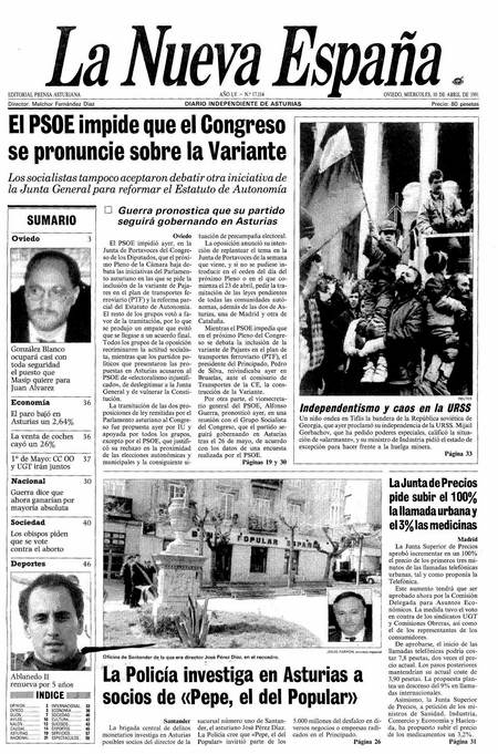 Portada Miércoles 10 de  de 1991