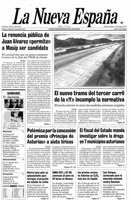 Portada Sábado 13 de  de 1991