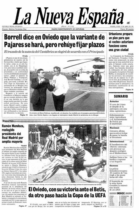 Portada Lunes 15 de  de 1991