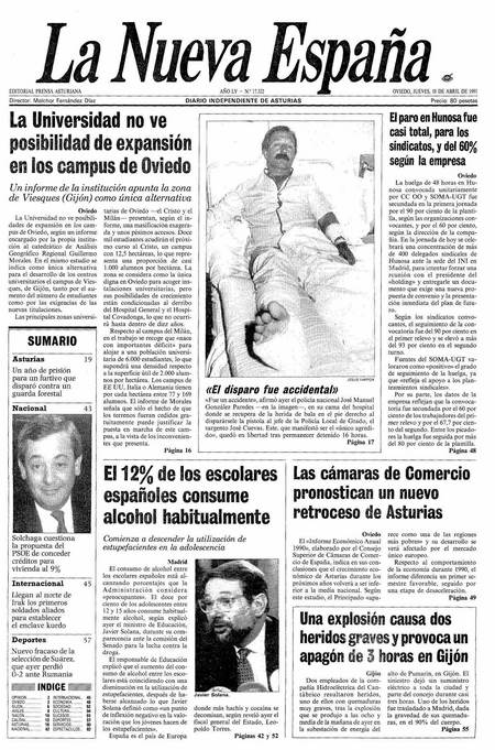 Portada Jueves 18 de  de 1991