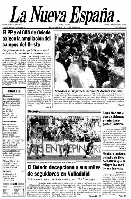 Portada Lunes 22 de  de 1991