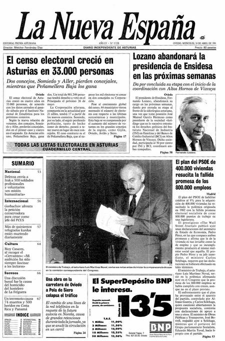 Portada Miércoles 24 de  de 1991