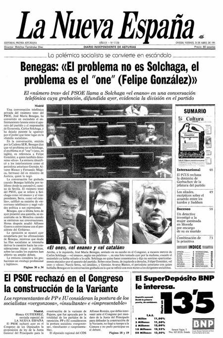 Portada Viernes 26 de  de 1991