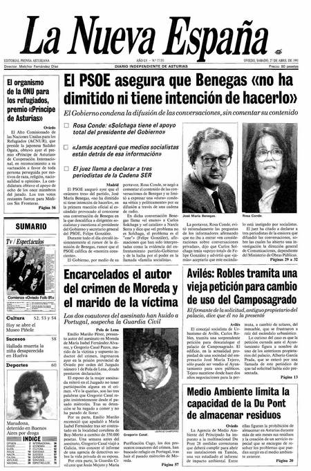 Portada Sábado 27 de  de 1991