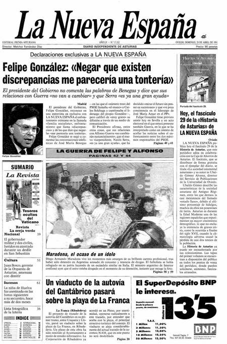 Portada Domingo 28 de  de 1991