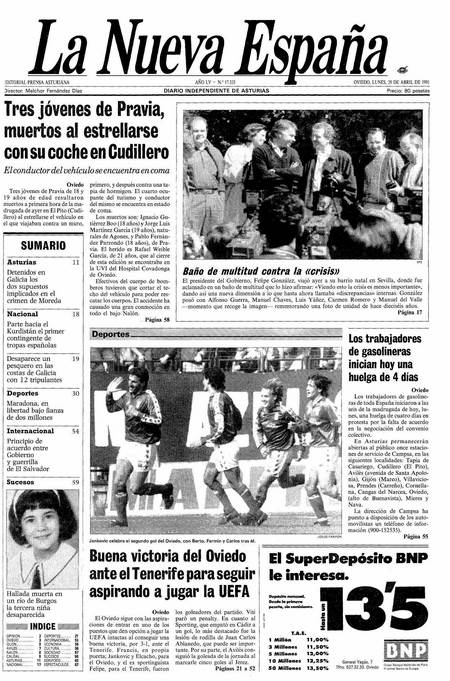 Portada Lunes 29 de  de 1991