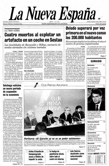 Portada Martes 30 de  de 1991