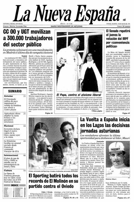 Portada Martes 14 de  de 1991