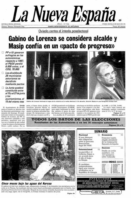Portada Martes 28 de  de 1991